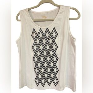 Bob Mackie Sequined Wearable Art Sleeveless Tank Scoop Neck Shirt Top XS